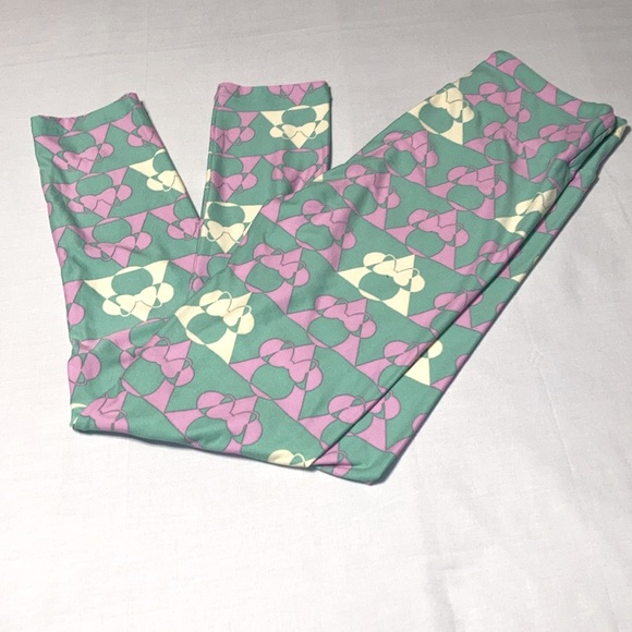 Lularoe Disney Leggings Green Pink Yellow Polyester & Spandex One Size - Picture 13 of 14
